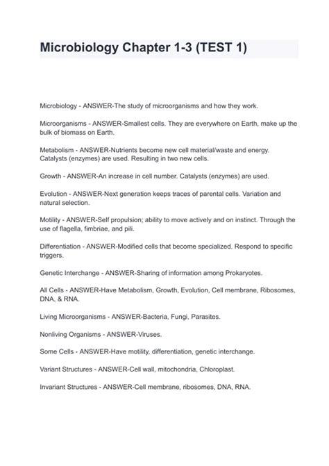 Microbiology Chapter 1 Test 8