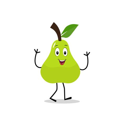 Pear Fruit Cartoon Cute Vector Set Of Pear Fruit Character In