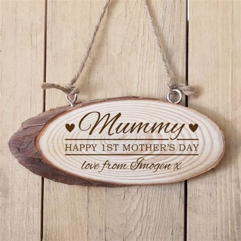 Personalised 1st Mothers Day Wooden Hanging Plaque The T Experience