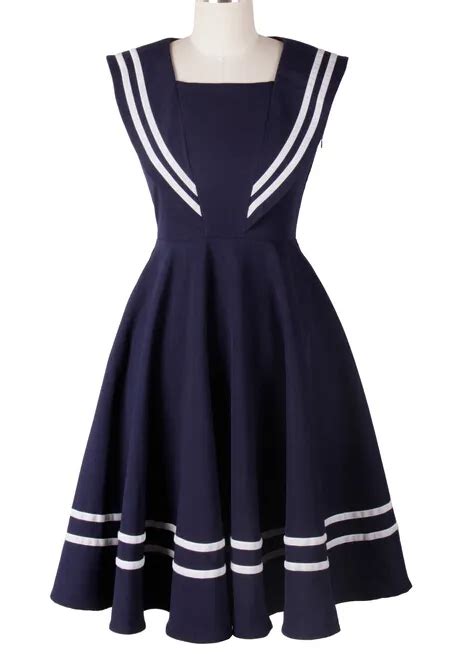 1950s 50s Vintage Rockabilly Sailor Dress Navy Blue In Dresses From