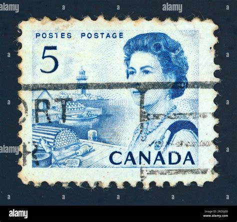 Queen Elizabeth II Postage Stamp Issued In Canada In 1960s Stock Photo