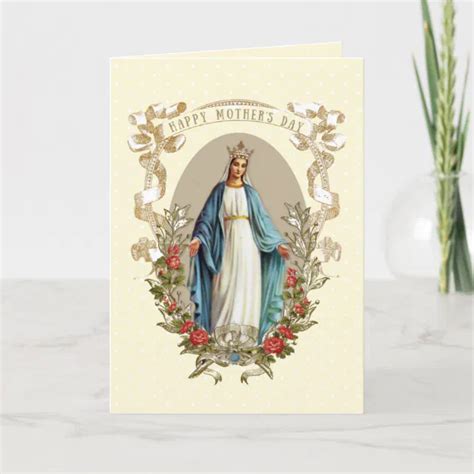 Vintage Blessed Virgin Mary Catholic Mothers Day Card Zazzle