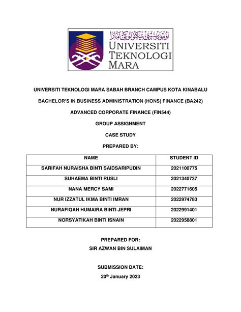 Group Fin Universiti Teknologi Mara Sabah Branch Campus Kota