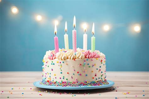 Premium Photo Colourful Birthday Cake With Candles AI Generated