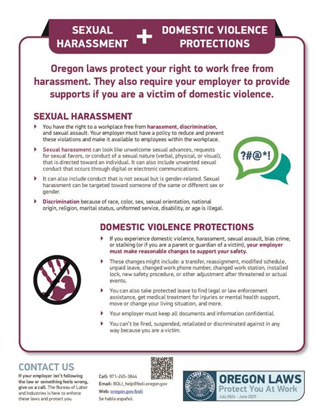 Free Oregon Domestic Violence Harassment Protections Labor Law Poster 2025