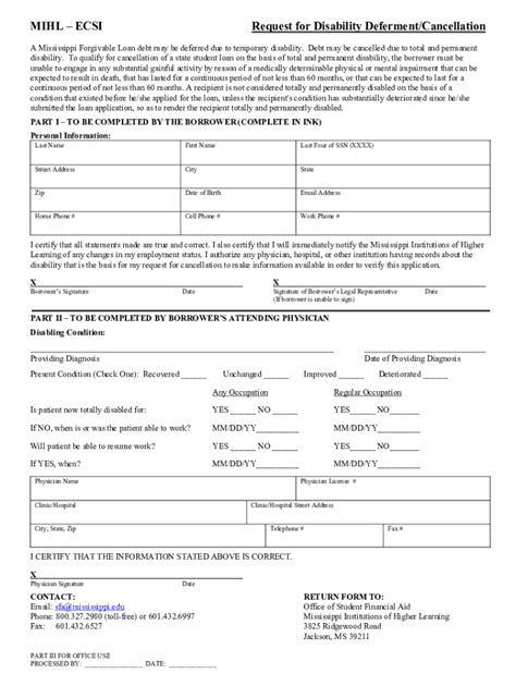 Fillable Online ECSI Request For Disability Deferment Cancellation Fax