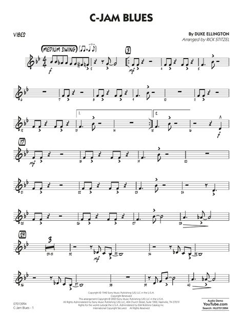 C Jam Blues Arr Rick Stitzel Vibes By Duke Ellington Sheet Music