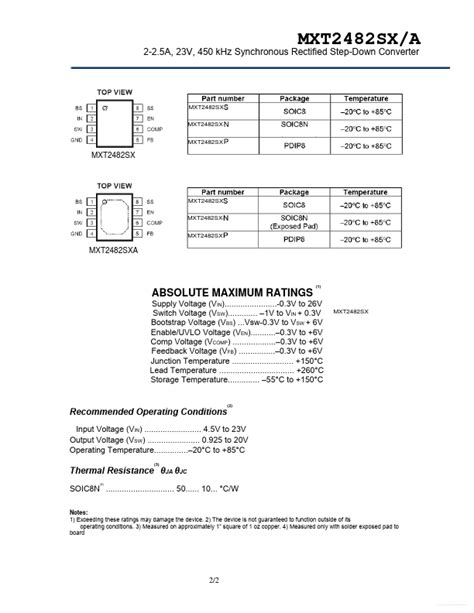 Mxt Sxa Datasheet Khz Synchronous Rectified Step Down Converter