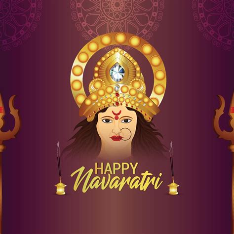 Indian Festival Happy Navratri Celebration Greeting Card Vector