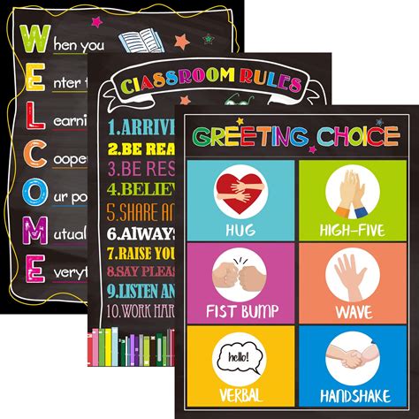 Buy Classroom Poster Set Decorations Welcome Back To School Classroom Rules Poster Greeting