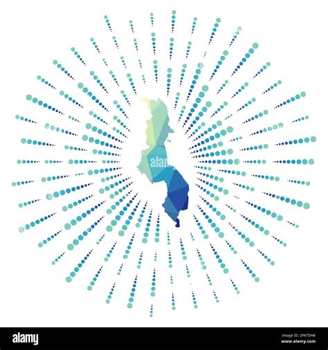 Shape Of Malawi Polygonal Sunburst Map Of The Country With Colorful