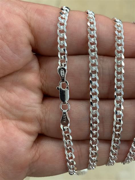 3 7mm Solid 925 Sterling Silver Italian Chain Necklace Solid Etsy