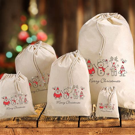 Natural Cotton Festive Christmas Sacks From Stock At Midpac Packaging