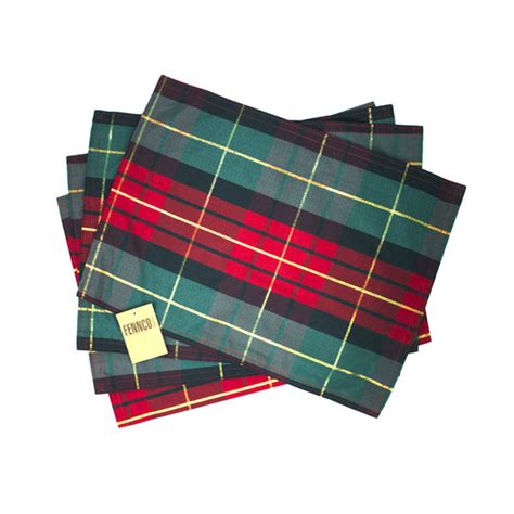 Fennco Styles Classic Red Green Holiday Tartan Plaid Placemats Set