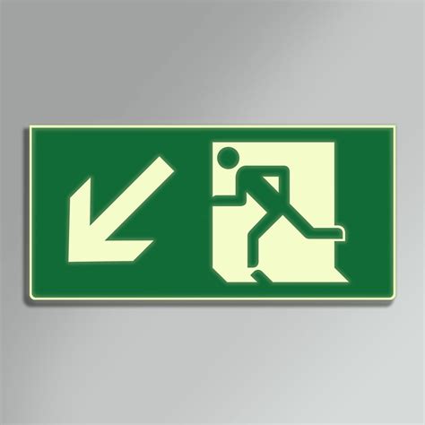 Photoluminescent Fire Exit Sign Wall Mounted Bs Iso Signbox