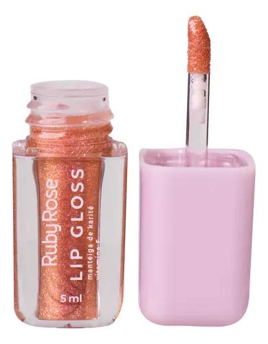 Lip Gloss Brilho Labial Ruby Rose Glitter Hidratante Cor Bonfire