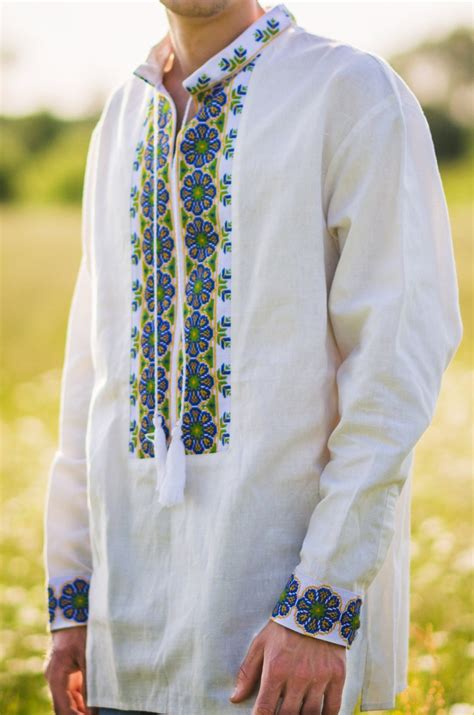 Linen Mens Embroidered Shirt Shirt Embroidered Shirt For Etsy