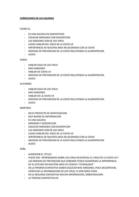 Cambios EN SUS Galerias 1°A - CORRECIONES DE LAS GALERIAS FLORES Q