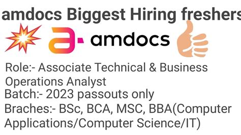 Amdocs Biggest Hiring Passouts Only Bca Bsc Msc Bba Youtube