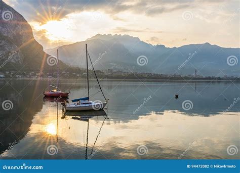 Lake Como sunrise stock photo. Image of landscape, house - 94472082