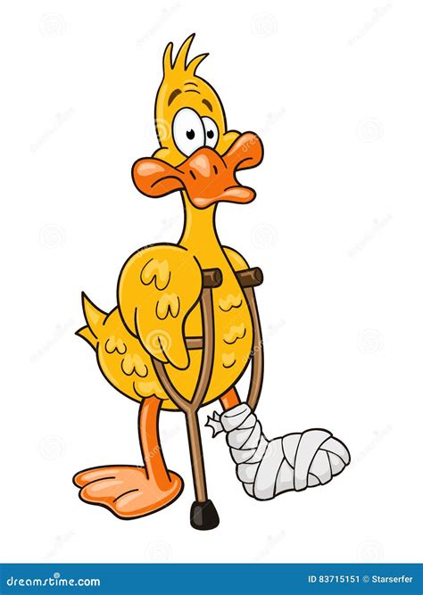 Lame Duck with Pair of Crutches Stock Vector - Illustration of funny, bird: 83715151