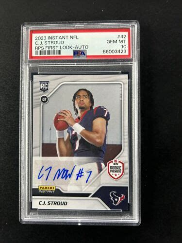 2023 Panini Instant Nfl Cj Stroud Rps Rookie Premiere First Look Auto