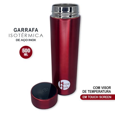 Garrafa Térmica Inox 500ml Quente e Frio Tampa e Visor Sensor de