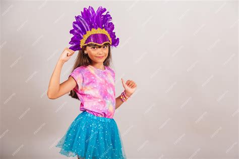 Premium Photo Beautiful Brazilian Girl Child Dressed For Carnival In