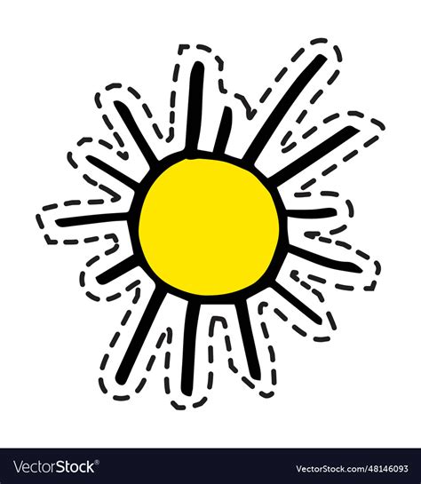 Sun with rays sticker or emblem patch Royalty Free Vector