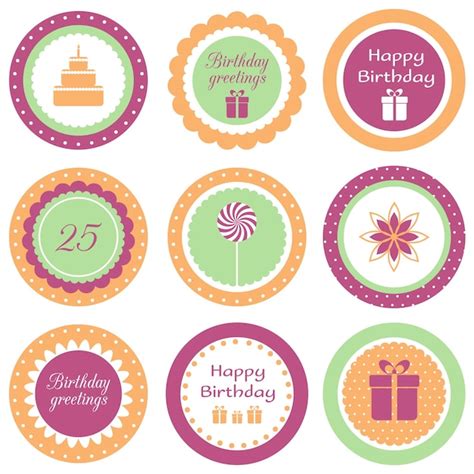 Premium Vector Birthday Cupcake Toppers Circle Labels