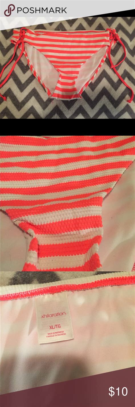 Xhilaration Bikini Bottom XL Hot Pink White Stripe Worn Once