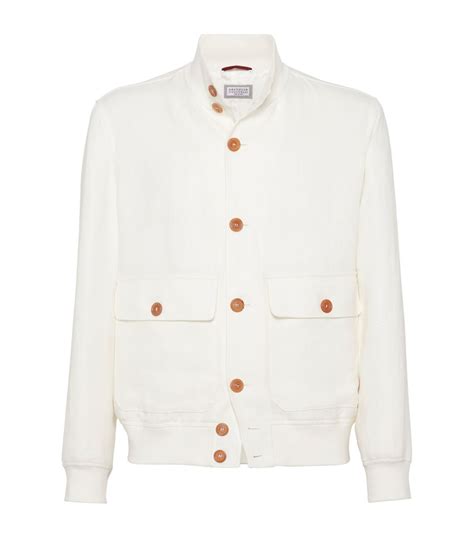 Mens Brunello Cucinelli White Linen Blend Jacket Harrods CountryCode