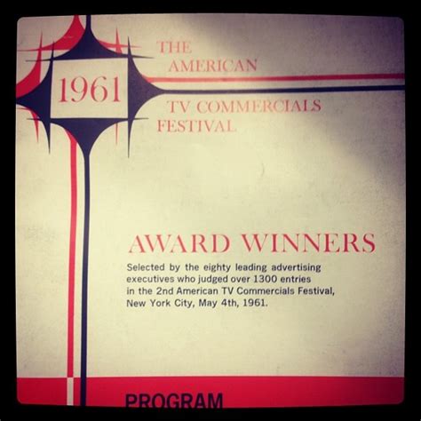 A CLIO Annual Dated To 1961 Tv Commercials Clio Award Winner