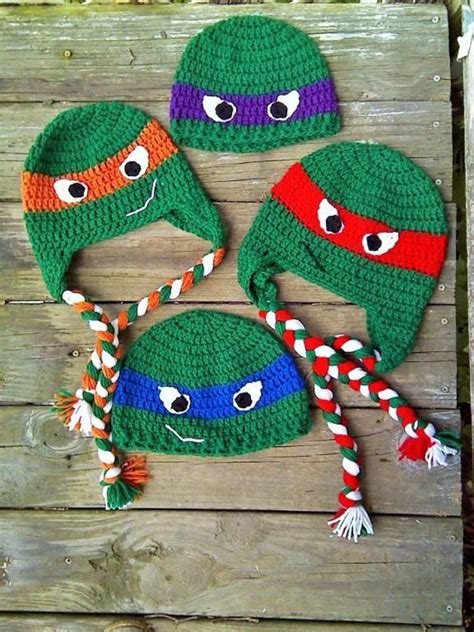 Ninja Turtles Beanie And Earflap Hat Crochet Ninja Turtle Crochet