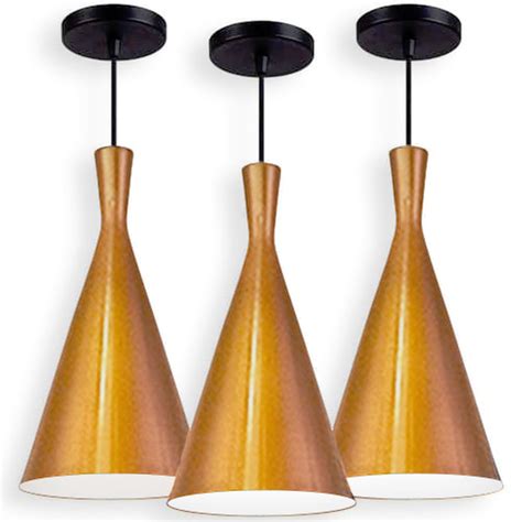 Kit Pendentes Luminaria Tom Dixon Funil Balao Chapeu Branco Cobre