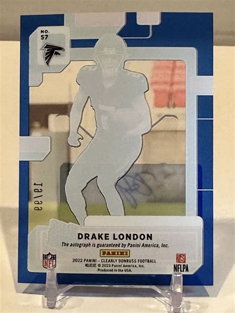 2022 Donruss Clearly Drake London Rated Rookie Blue Auto 99 SP RC ATL