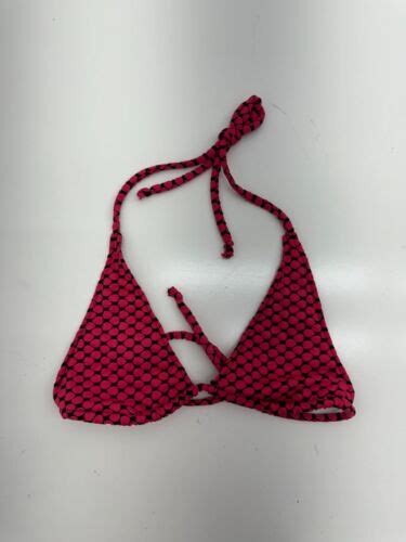 Fuego Red Black Polka Dot Triangle Bikini Top Womens Size Small Ebay