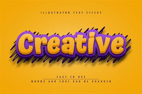 Creative Conception D Effet De Texte Jaune Modifiable Vecteur Premium