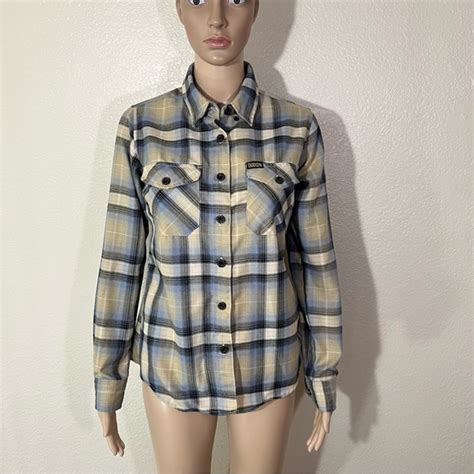 Dixxon Tops Dixxon Womens Delmo Tan Black Plaid Button Flannel