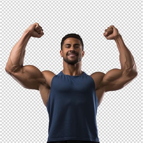 Premium Psd Male Athlete Flexing Muscle Isolated On Transparent