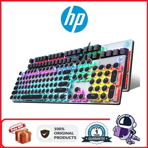 Hp Gk Y Mechanical Keyboard Retro Steampunk Buttons Rgb Lighting