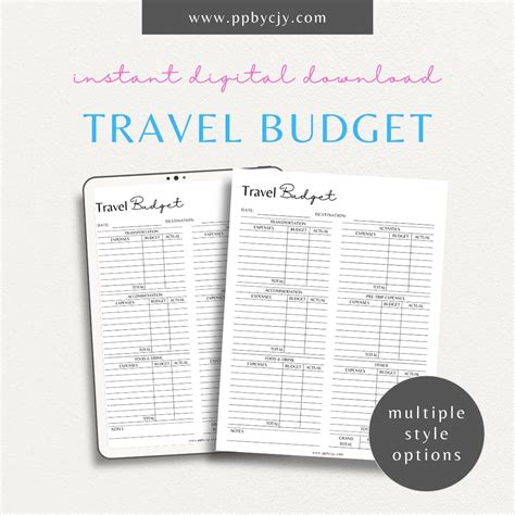 Travel Budget Planner Printable Template