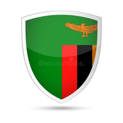 Icono Del Escudo Del Vector De La Bandera De Zambia Stock De