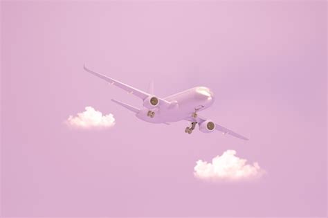 Premium Photo Plane Take Off And Pastel Purple Background Plane