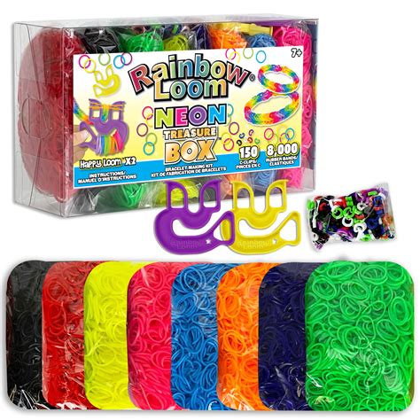 Rainbow Loom Treasure Box NEON Edition 8 000 Rubber Bands In 8