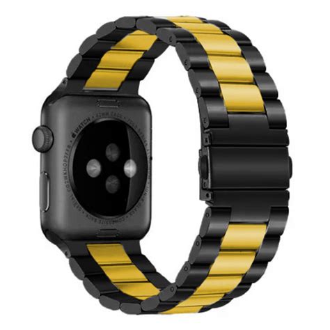 Apple Watch Stalen Band Zwart Goud Smartwatchbanden Nl