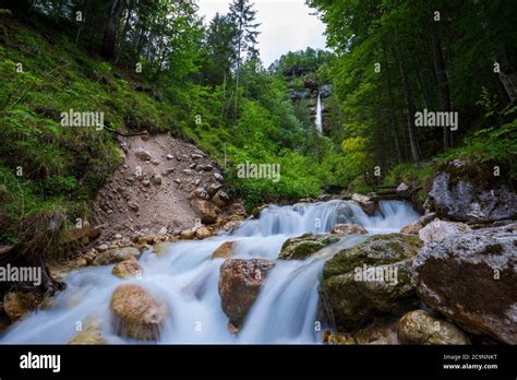 Pericnik Wasserfall Im Triglav Nationalpark Slovenjia Stockfotografie