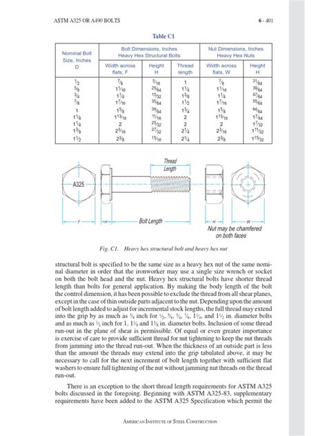 Find Specifications For Astm A325 And A490 Structural Bolts Pdf