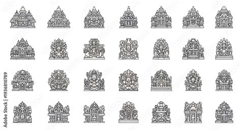 collection  hindu temple architecture icons traditional indian