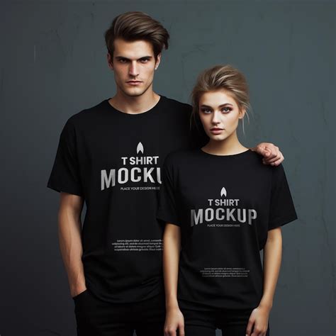 Premium Psd Psd Mockup Couples Wearing Black Oversize Tshirt